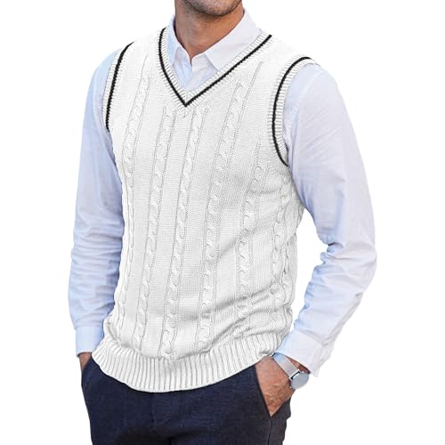Men's Knitwear Vest Sleeveless Casual V Neck Slim Fit Pullover Cashmere Wool Classic Waistcoat Cardigans