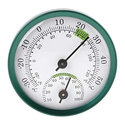 Museourstyty Thermometer Hygrometer Mechanical Humidity Temperature Meter(no Battery Required) Metal Outer for Indoor Outdoor Cover
