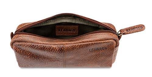 Image of LEABAGS Fort Wayne Genuine Buffalo Leather Pencil case I Vintage Pen Holder I Small Pencil case, Western Brown, One Size, Fort Wayne