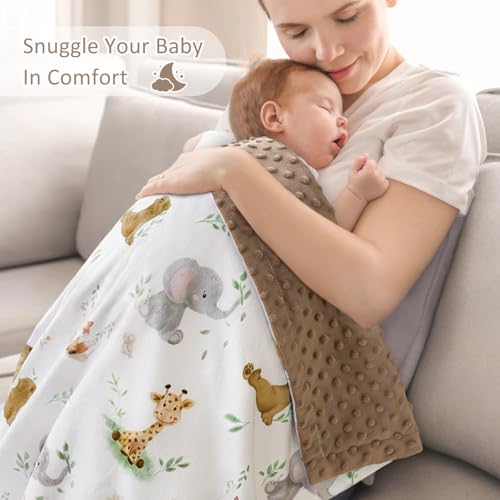 Image of BORITAR Baby Blanket for Boys Girls Soft Plush Minky Fabric with Dotted Backing, Lovely Woodland Design Blanket for Toddler Newborn 30 x 40 Inch(75x100cm)