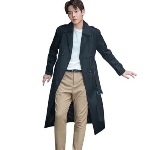 Trench coat imperméable léger noir coupe-vent long pour homme actif en automne