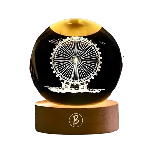 Image of 3D Ferris Wheel Night Lamp, Creative Engraved Crystal Ball Night Light for Home Decoration Best Gift for Any Occasion (Ferris Wheel)