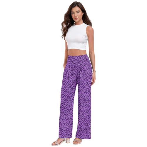 Pantalon large léopard violet extensible fini les tailles serrées - 2