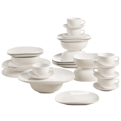 Maxwell & Williams Bisou Vajilla y Juego de Café, 30 Piezas, Porcelana, Blanco, P73830