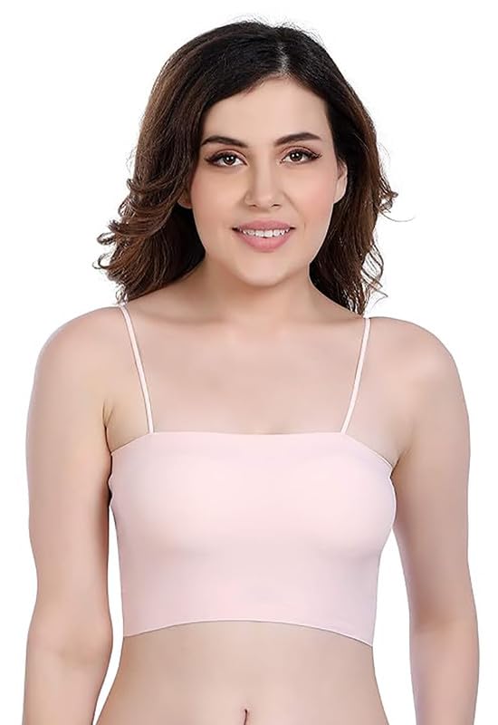 brachy Women's Seamless Camisole Bralette with Adjustable Spaghetti Straps | Stretchable Padded-Look Cami Tube Bra | Soft, Lightweight, Everyday Innerwear & Layering Top -(BCA_5012BRS-P)-picture-26