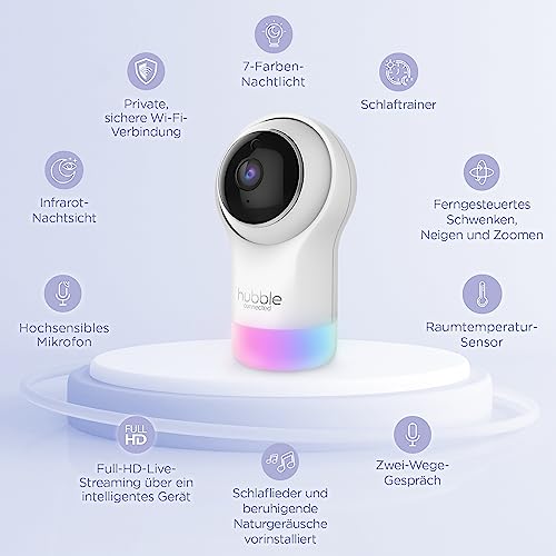 Image of Hubble Pal Glow - HD1080P Smart Wi-Fi Indoor Security Camera with Digital Zoom, Two-Way Communication for Baby or Pet Monitoring, White
