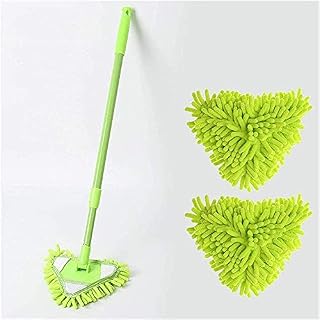 Triangle Cleaning Mop, Retractable Ceiling Dust Cleaner, 180 Degree Rotatable and Adjustable Mop, Suitable for Bathroom, Glass, Wall and FloorGreen