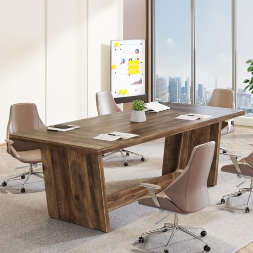 Tribesigns ED16 70.87-Inch Executive Computer Desk: Large Home Office Desk With Solid Wooden Pedestal, Industrial Wood Study Writing Table thumb #4