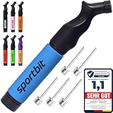 SPORTBIT Ballpumpe mit 5 Nadeln Set - Handpumpensystem zum Aufpumpen - Passt für jeden Sportball Volleyball Basketball Fußball Gymnastik Soccer Ball, Aufblasgerät Luftpumpe