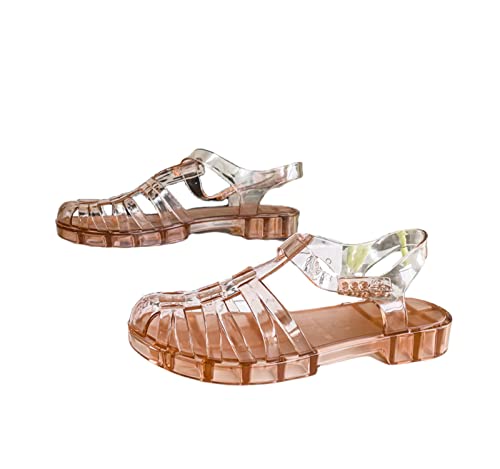 GD-SJK Sandalia de goma para mujer, sandalia de plástico unisex, zapatos de hebilla transparentes clásicos, sandalias de goma, zapatos de playa de cristal, Marrón, 40 EU Cover