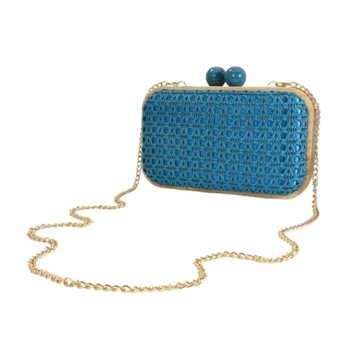Image of Women Straw Clutch Purse Handwoven Summer Evening Bag Beach Straw Handbag Wedding Party Clutch Bag Wicker Purse