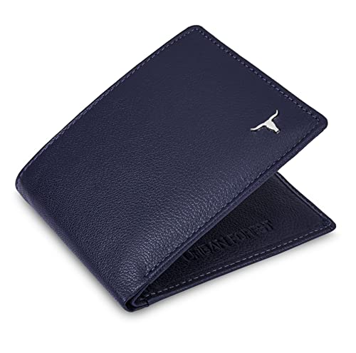 Image of URBAN FOREST Griffin Aniline Blue Leather Wallet & Diamond Pen Combo Gift Set for Men