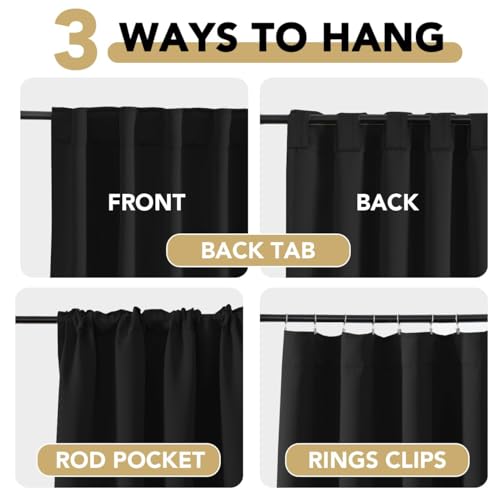 Image of H.VERSAILTEX Blackout Curtains for Living Room Thermal Insulated Window Treatment Panels Room Darkening Blackout Drapes Back Tab /Rod Pocket Bedroom Draperies, 52 x 102 Inch, Jet Black, 2 Panels