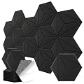 12 Pack Hexagon Acoustic Panels, DIY Sound Proof Foam Panels for Walls, High Density Self-Adhesive Noise Reduction Panels, Flame Retardant, Noise Absorbing & Echo Reduction, 12" X 10" X 0.4" Black