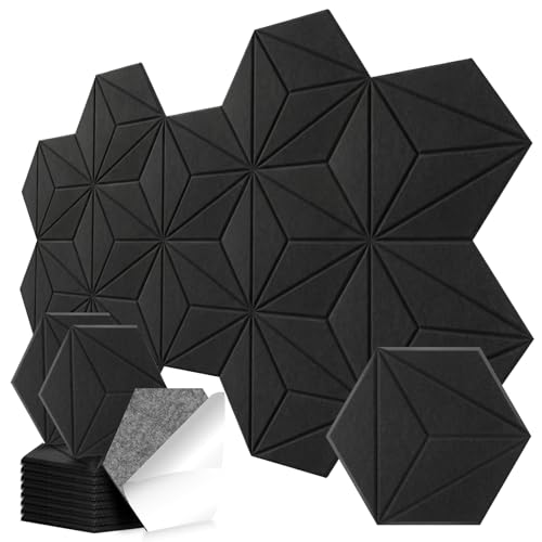 12 Pack Hexagon Acoustic Panels, DIY Sound Proof Foam Panels