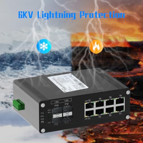 Image of Industrial Gigabit Managed L2 Ethernet Switch - 8 Ports 10 /100 /1000Base-T + 4 Ports 1000Base-X SFP Hardened Web Management DIN Rail Network Switch Support USB-C Port Connection and Ring Network