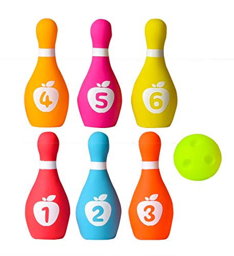 Playkidz Soft Baby Bowling Set 7-Piece Soft Bowling Game for Boys & Girls w/ Colorful Numbered Pins & Ball Safe, Great Toy for Indoor or Outdoor Birthday, Toddler & More Ages 18M+ - Thumbnail 4