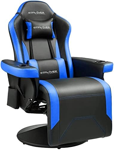 GTPLAYER Gaming Chair Racing Workplace Chair Ergonomic Laptop PC Sport Desk Chair Recliner with Top Adjustment, Headrest and Lumbar Assist for Adults Teenagers Blue