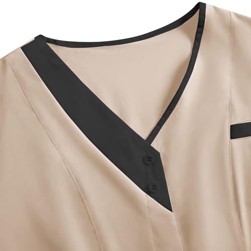 Image of 2026 Scrub for Cleaning Jobs Uniform, Multi Pockets Scrubs for Women Sets, V-Neck Top & Straight Leg Pants Scrubs Set