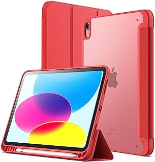 JETech Etui Matowe dla iPad 10 (10,9 Cala, Model 2022, 10. Generacji) z Pencil Uchwyt, Matte Półprzezroczysta Tyłna Obudowa Slim Stojak Ochronny Case (Biały)