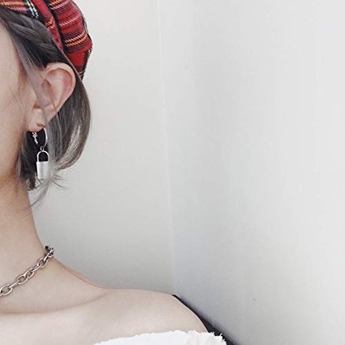 Lock and Key Earrings for Women.Asymmetric Lock Key Earring, Padlock Dangle Hoop Earrings Key Punk Edgy Aesthetic Earrings4