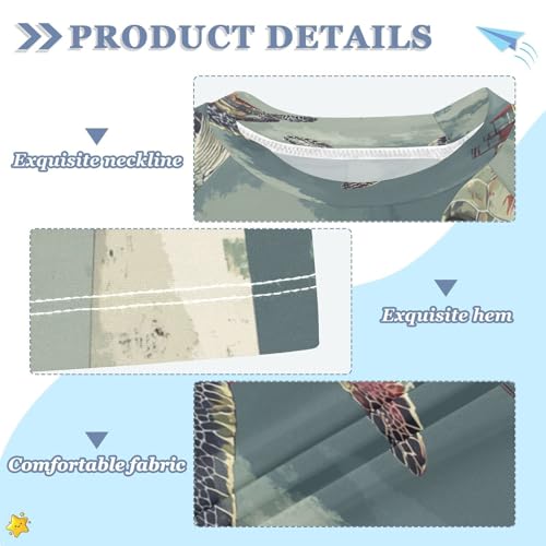 Boys Short Sleeve T-Shirts Watercolor Turtles Lighthouse Rashguard Kids Swim Shirts Sun UPF 50+3