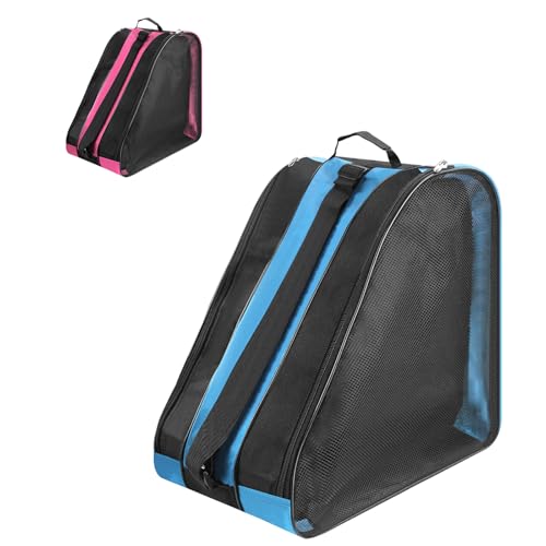Eislaufschuhe Tasche Kinder, Schlittschuhtasche mit Verstellbarem Trageriemen, Rollschuh Tasche Inliner Tasches Schlittschuhtasche Rucksack Skischuhtasche Kinder Eislauftasche für Herren Damen（Blau）