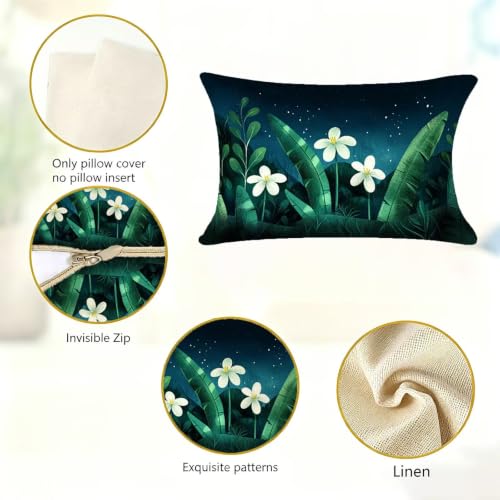 Coussin extérieur imperméable vert 40x80 effet lin finition premium - 8