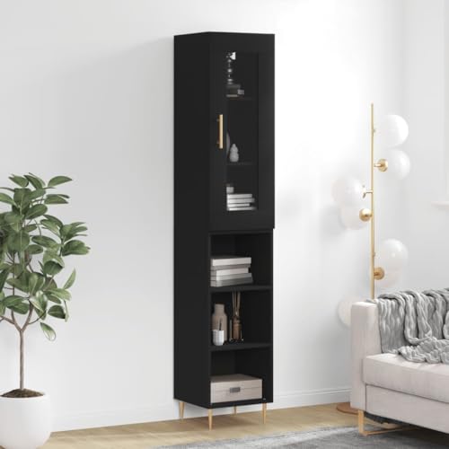 LLEZKBR Furniture Select-Highboard Negro 34,5x34x180 cm Madera de ingeniería