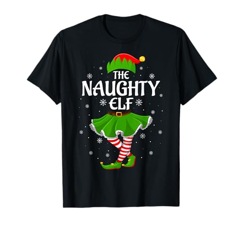 Naughty Elf Christmas Family Girls Women Elf Squad Xmas T-Shirt