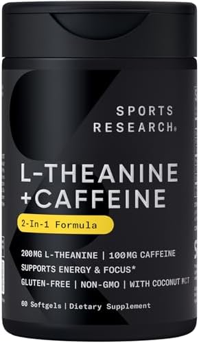 Sports Research L-Theanine Supplement with Caffeine & Coconut MCT...
