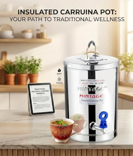 Image of Mintage Tea Container 5 Liters Desire Stainless Steel Insulated | Leakproof Durable | Lightweight | Storage Solution | Beverage Preservation | Teapot Dispenser Jar | Canteen Chai Kettle