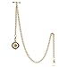Produktbild TREEWETO Taschenuhrkette mit T Bar Endstück Albert T-Bar Taschenuhr Kette mit Antiker Kompass-Anhänger und 2 Haken für Weste Knopfloch Gold