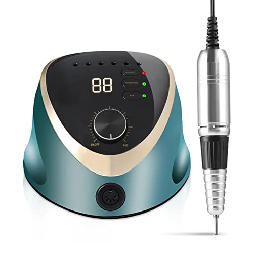 xiaojuandm Advanced Desktop Nail Drill with Built-in Bit and Foot Pedal, 35000RPM E-File for All Manicure Shaping & Gel Removal, Ideal for Nail Artists & Home Use,Green