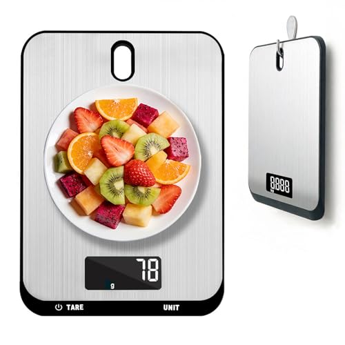 QL Balance de Cuisine Électronique Précision10kg/1g,Balance Numérique Professionnelle en Acier Inoxydable,Balance Alimentaire avec Fonction de Tare,Noire