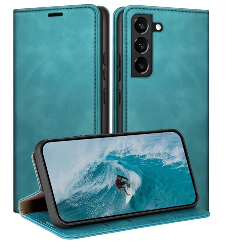 Coque Samsung S22 vert d'eau étui pratique pour voyager léger sans portefeuille