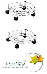 LeAves 304 Stainless Steel Gas Cylinder Trolley with Wheels (Cylinder Stand, Pack of 2)