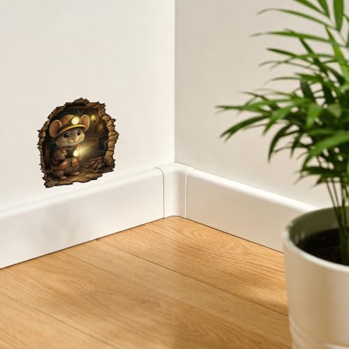 12 adhesivos de ratón decorativos en 3D para pared miniatura 4