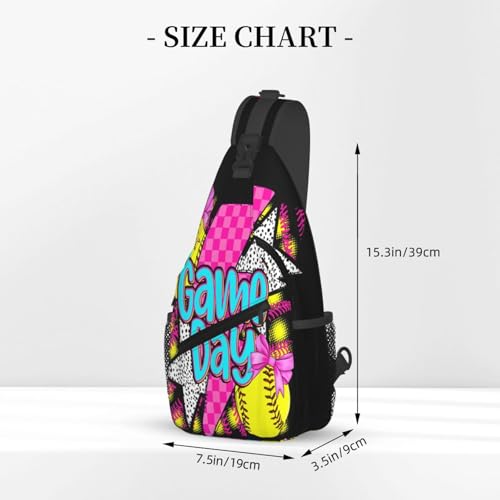 Game Day Softball Lighning Bow Sling Backpack Unisex Crossbody Chest Bag Shoulder Chest Bag For Women Men Hiking Travel3
