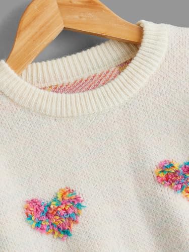 Floerns Girls Casual Heart Patched Cute Crewneck Long Sleeve Pullover Sweater Jumper Tops3