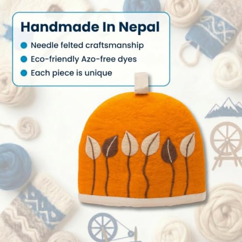 Image of Glaciart One Wool Teapot Cozy Kettle Cover | Dome Shaped Large Tea Cosy, Kettle or French Press | Handmade & Needle Felted from Natural Wool | Warms Up to 2 Hours | Great as Gift