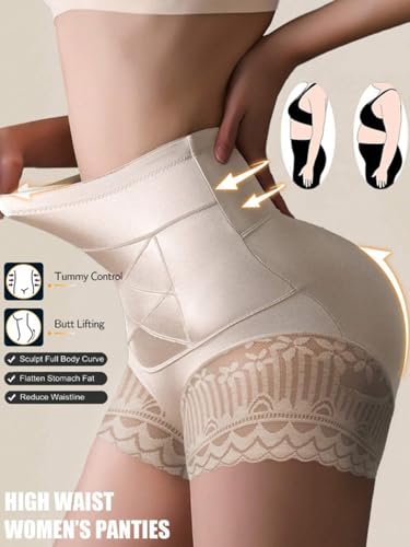 Women's Shapewear Control Panties,Butt Lift Underwear,High-Waisted Butt Lifter Briefs, Slimming Panties with Lace Trim2