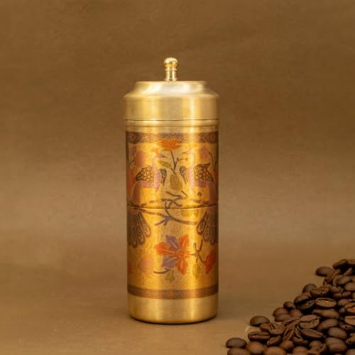 Image of Ekhasa Suvrasa 100% Pure Brass Traditional Printed South Indian Filter Coffee Maker | Coffee Decoction Maker & Drip Coffee Brewer | Brass Coffee Filter for Home & Office | Ideal for 1-2 People