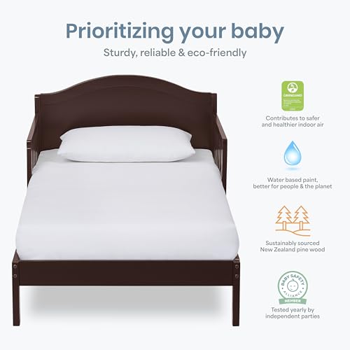 Image of Dream On Me Sydney Toddler Bed in Espresso, Greenguard Gold Certified, BSA Certified, Low To Floor Design, Non-Toxic Finish, Safety Rails, Made Of Pinewood