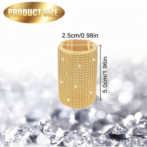 Image of Upright Car Chapstick Holder, Bling Insulating Lip Balm Holder,Rhinestone Car Accessories for Women Interior ,Suitable for Most Vehicles. (Yellow)