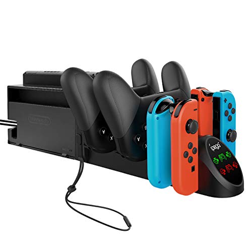 Charger Dock for Nintendo Switch Joy-con and Pro Controller, Charging Station Replacement Accessories for Nintendo Switch Controller,Black