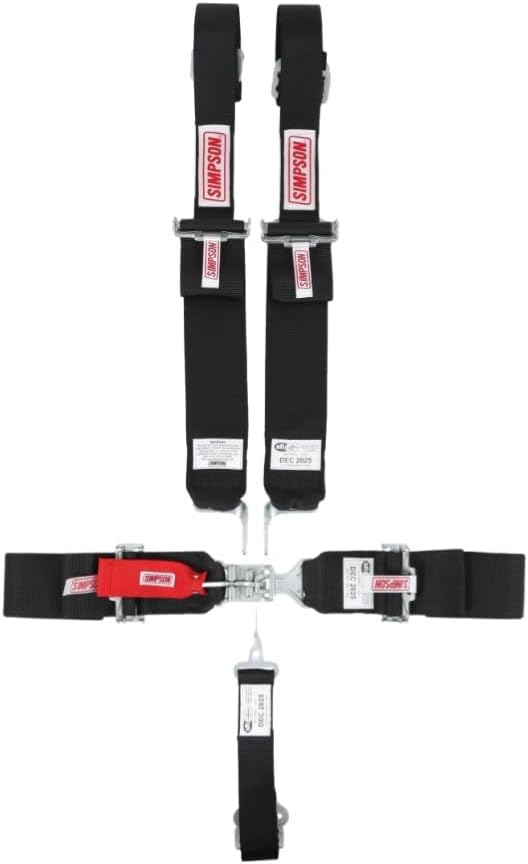 Simpson Harness, 5 Point, Latch and Link, SFI 16.1, Pull Down Adjust, Bolt-in, Individual Harness, Black, Kit