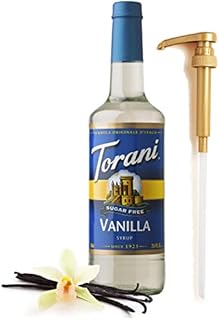 Torani Sugar Free Vanilla Syrup for Coffee 25.4 Ounces for Vanilla Flavored Coffee Torani Syrup with Fresh Finest Syrup Pump Dispenser