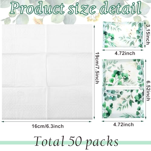 Image of Geyee 50 Pack Travel Tissue Packets Facial Paper Napkins, Eucalyptus Leaf