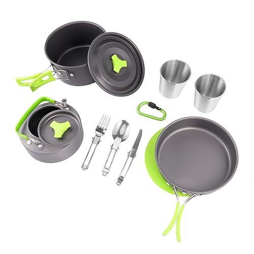 SUPVOX 12-pc Camping Cookware Set Portable Aluminum Pot Cutlery Utensils BBQ Accessories